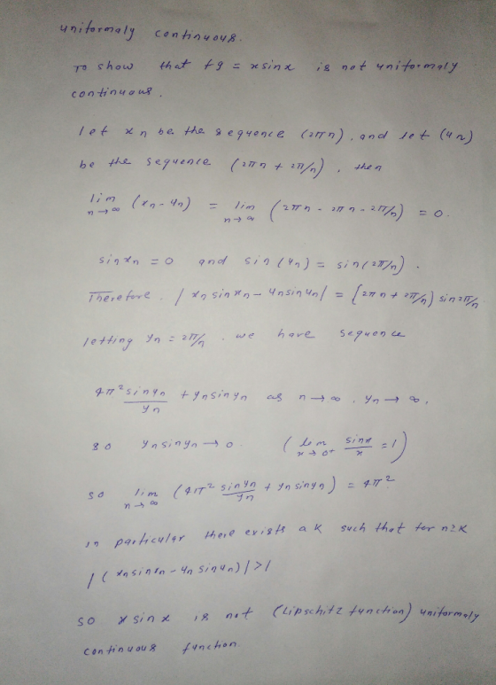 continuoug the 7 i here hove- se,タuence we letting Im 27 nsinin a sigun)// wnconuniformly soit Ct con tin uau fyinchon