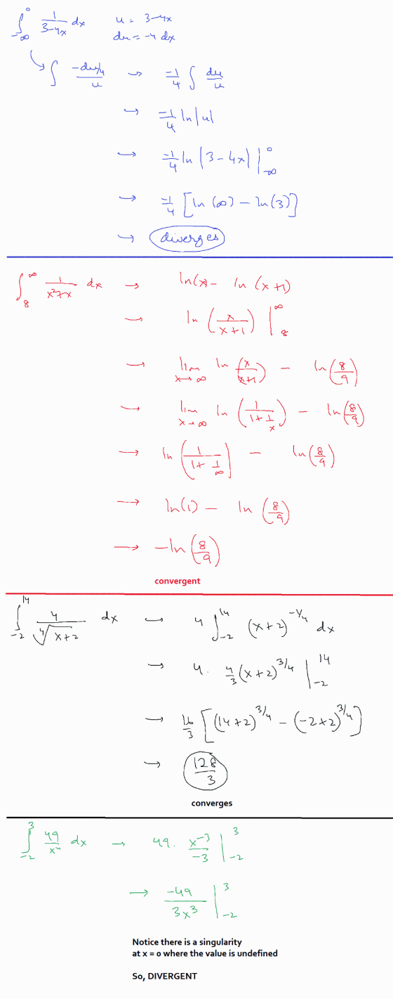 (요 convergent 2 3 converges 19 d 3 49 Notice there is a singularity at x = o where the value is undefined So, DIVERGENT