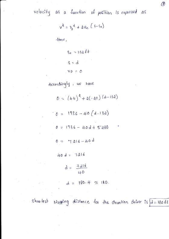 velocity as a funetion of polition is expressed as v2 = y2 + aac (s-so) tere, So = 182 ft VOO Accordingly, we have 03(44)+al-
