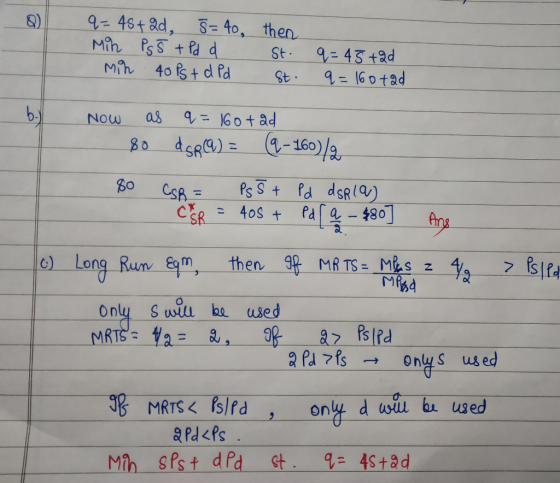 9-4s+ ad, S=40, then Min PsS+Pd d Min 40s+ d Pa 9= 160tad St 6.9 1604ad as NOw 4-160/a 4SRa)= Ps S+ Pd dsRla) Bo CSR = CsR 4