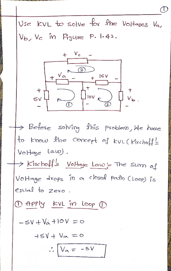 Winfresh use kuL to solve for the voltases va, |Vb, Vc in figure P. 1:42. + V + 15 V Dht + ov suh to T Welsh + Before solving