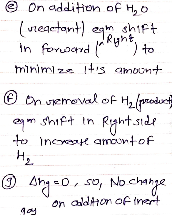 On additon of Ho (vregetant) eqm shift in foroord Right ) to minim) ze lts ambunt eon uemevakOF H2rodoc Ryhtside m shift in