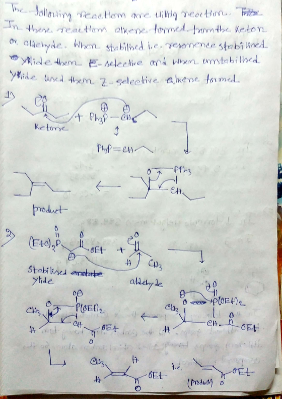 -Jallouling peacem are ang reaction Tum In there reaction alkene formed from the Keton on olderyde. When stabilted le. resona