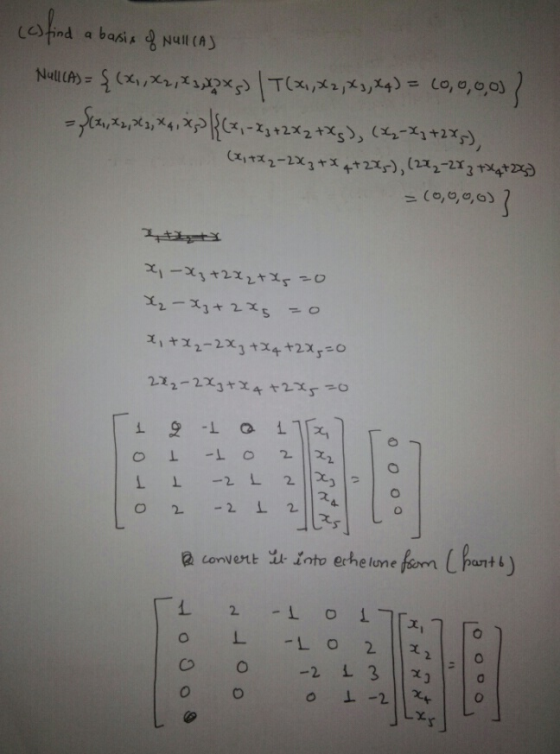 a basix of Null (A) (co find Parc = $(x,x2, 11317*83 | TCX, 42,43,44) = (0,0,0,0)) (x, 7X2-2X ₂ +X 4+28), (282-283 +24+25) >(