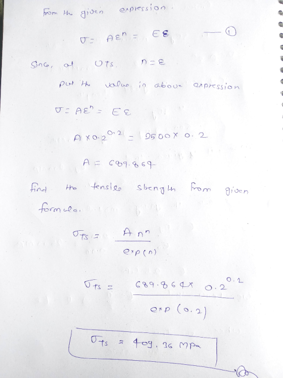 from the given expression. ou Agn= EE sing, at put the uts, ne value in aboue expression vs AE - EE AX0.20.2= 2500 X 0.2 A