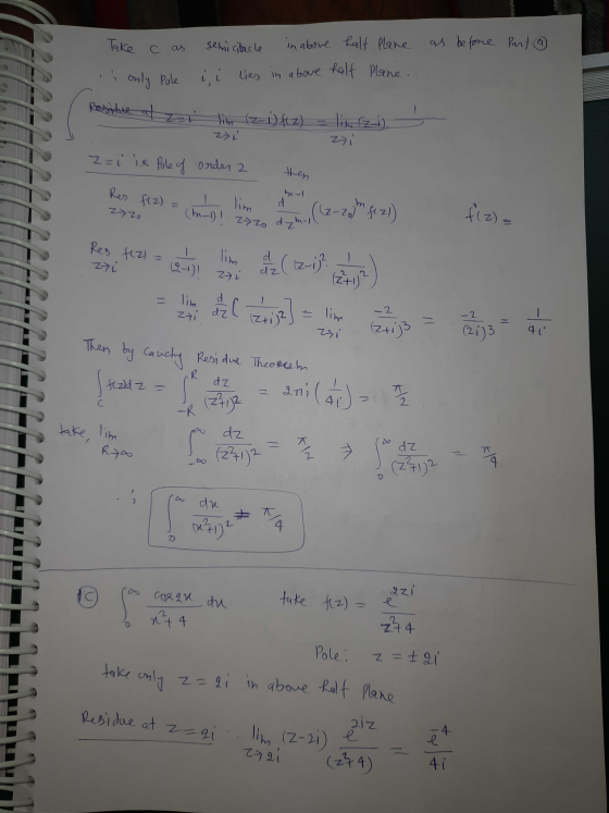 (n-1)! Zazo dzmarliz-zo) fiz)) Take cas semicircle in above half Plane as before Part 9 les in above half Plane. I only Pole