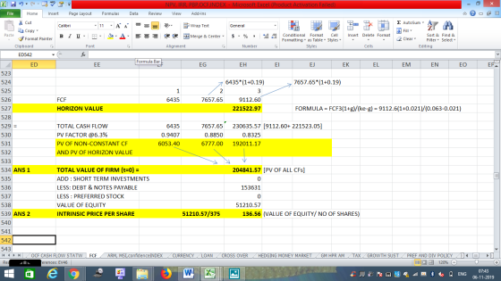 Fill Z Tu 527 NPV, IRR, PBP,OCFINDEX - Microsoft Excel (Product Activation Failed) File Home Insert Page Layout Formulas Data