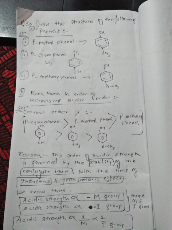 lloing 3raw the Structure Phenols the Pmethyl phenol- > P-Cyano phenot 11 methoxy phenol 0-c43 Rank them in order or der incr