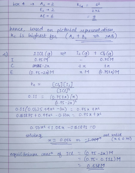 box 4 62 Az - 2 E 2 AE 6 2x2 - 9 hence, based on pictorial representation, kc is highest for (A + B2 (ATB Ž 2AB) VC I C 214 (