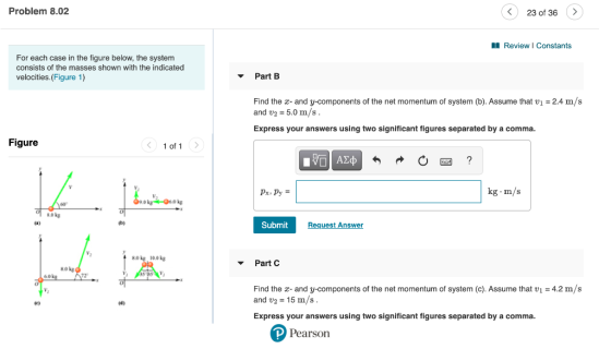 Problem 8.02 23 of 36 Review Constants For each case in the figure below, the system consists of the masses shown with the in