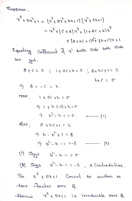 uppose Cat Equat nboth Side both Side a ConAadie4ion 3 T2 o be written as gvで ら วั t 5a t l is irreducible. nce