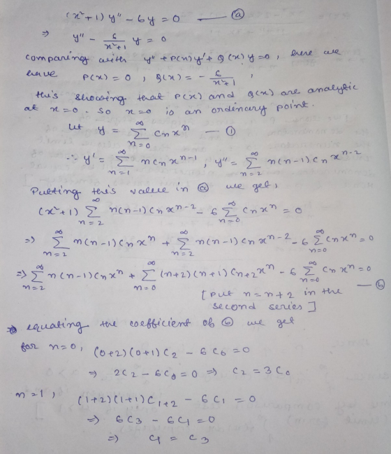0 nel erere cele in + 1) y - by=0 y - y = comparing with y of Pendyt only o P(n) = 0 1 901) = nel thes showing that ears