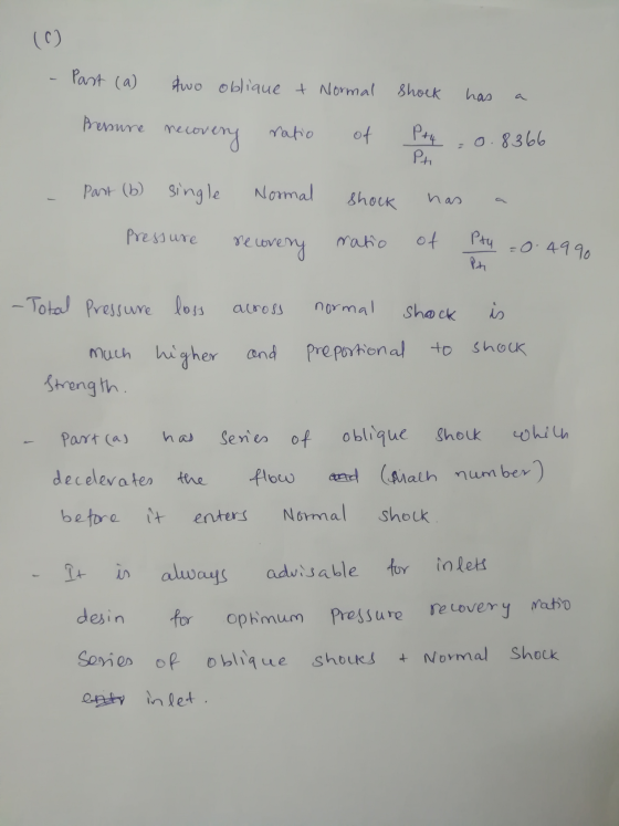 (0) Past (a) two oblique t Normal shock has Benune neu recovery ratio of Pry 0.8366 PA Pant (b) single Normal Shock has Press