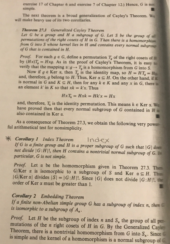 exercise 17 of Chapter 6 and exercise 7 of Chapter 12.) Hence, G is no simple. The next theorem is a broad generalization of