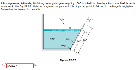A homogeneous, 4-ft-wide, 16-ft-long rectangular g