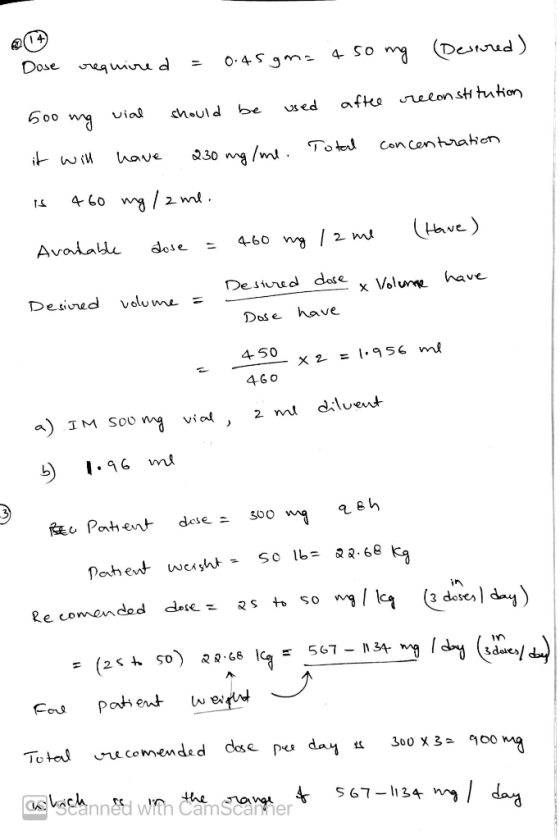 14 (Desered) 4 50 mg 0.45gm: Dose required aftee reconstitution 500 ng used vial should be Total concentration have it will 2