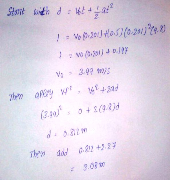 tot ith da 2 2vo (0,201) 0.197 (300) 2 d: o, 812 m Then add 0,812 +2.27 3.0%