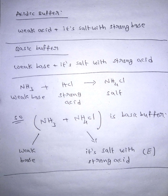 Acidic Buffer: weak acid & its salt with strong bose Bast buffer salt with strong weak base t its acid NH3 + weak base HCl