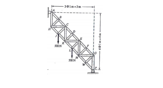 3@1mx3m B Н 4@1 m=4m к 500N M 500 N W