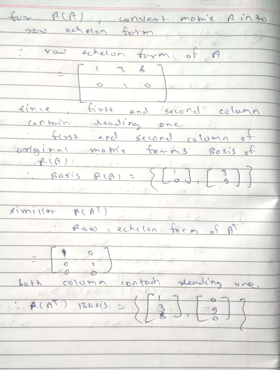 for RCAL. ech eron matrix A in to convert form rad echelon forms of a f & o one. column of since first and second column cont
