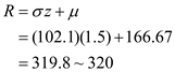 R = σZ + μ = (102.1) (1.5)+166.67 = 319.8 - 320