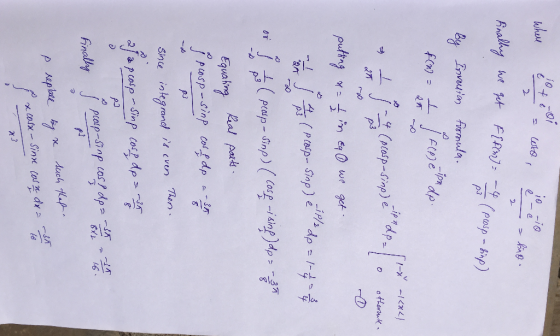 10 U Whell - = whe, io e - - -1o e lino finally we get F[ f(n) = 2 (prosp - simp) Inversion fromula. fCart free tirando other