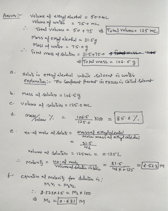 Volume ap etthy aletol5ooML Volumu Answy waur - 15-0 mL Tot Volumu 125 mL Total Volumu 50t 75 Mass eryalehul 31-59 7S.03 Mass