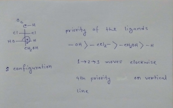 e-H clete Hot priority of the ligands -OH)eelz=>–<H4OH) -4 ен, он 1 → 2 3 moves clockwise s configuration 4th priority on ver