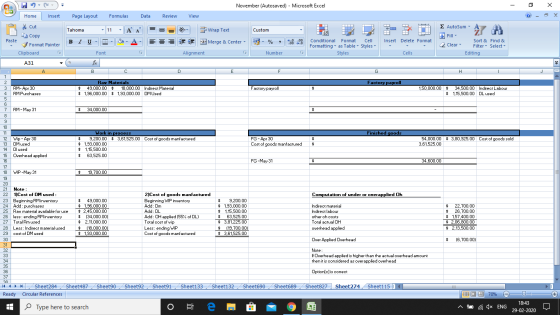 Con = November (Autosaved) - Microsoft Excel - 0 X Insert Page Layout Formulas Data Review View Home * Cut Tahoma B I - 11 -