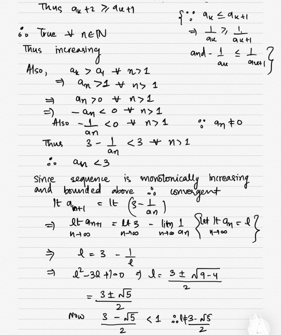 - aut Thus aut27 auth foo au sauti so true & NEN 2174 Thus increasing and - 1 st 2 are anet Also, au > a * no 1 - an>1 x ns 1