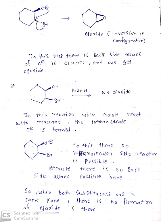 o Bay epoxide Cinversion in Configuration) In this step there is Back side attack of oe is occures, and epoxide. we get ST OH