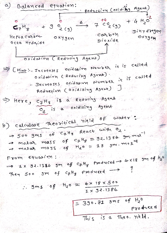 aBalanced euation Reduction Coxidi Agent) +4 H +4 + c५७) GH () DIHY dgen He pta carbon- Cas bon Dioxide OxYgen Octa Hydaide