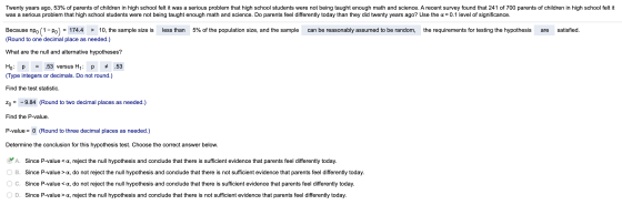 Twenty years ago, 53% of parents of children in high school felt it was a serious problem that high school students were not