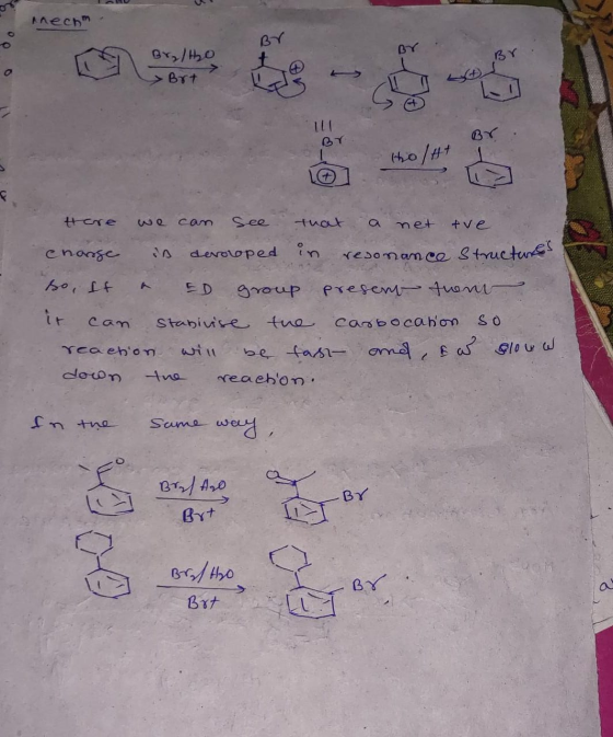 Mechm BY > Brt ILI BY Here we can see that a net tve choose an derouped in resonance Structures so, it a ED group present tre