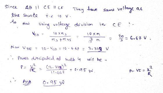 They have same voltage as Since AB Il CE II CF the source OV. So Now ire Using voltage division in CE VCD 10XR3 rztreus 10XR