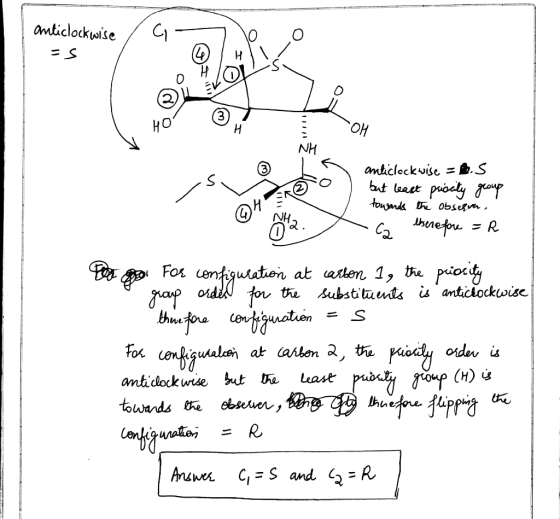 anticlockwise, ES ci w RO WHO NH anticlockwise = 0.5 but least priocity group towards the observer, - eberefore =R Po sobi Fo