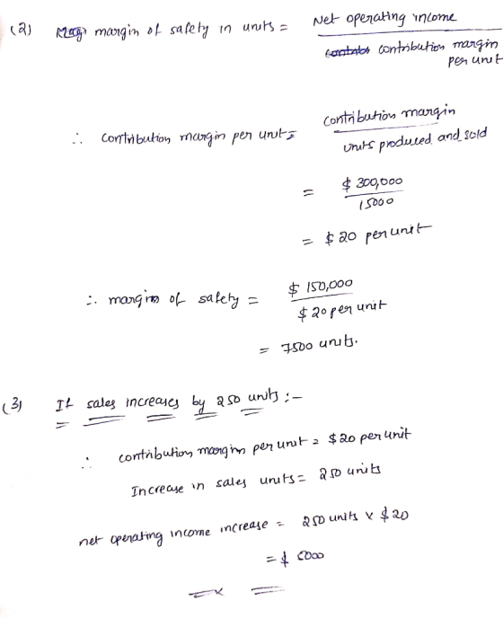 MSgmagin ot salety in unts = Net openating nLome Earntab ontribution mangin pen unut Contribution mangin Contn bution mangin