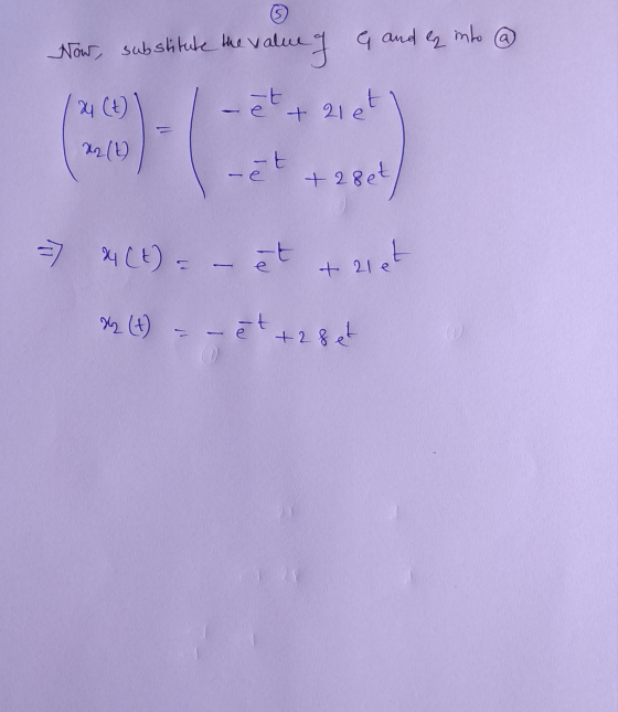 into a ☺ Now, substitute the value value of G and en et + 2le 24 (1) 21 et (t) است - +28et => 44 (t) = t + 21et H (+) – et +