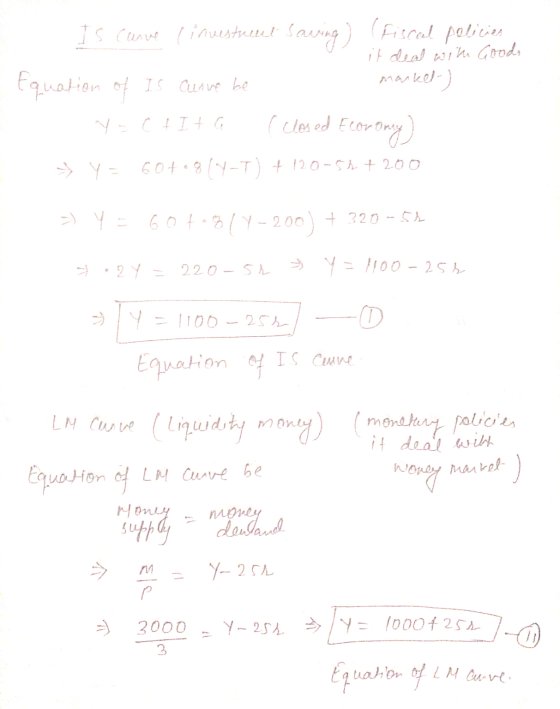 it deal with Goods Is Canne (investunt Saving) (Fiscal policies Equation of Is Cleave be market) ( closed Econ conomy Ź Y = 6