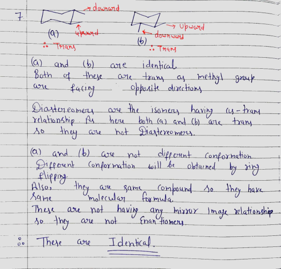 dowhard thword (a) pated Dy upward -down (b). • नि : Try (a) and (b) are identical Both of these are trang as methyl group ar