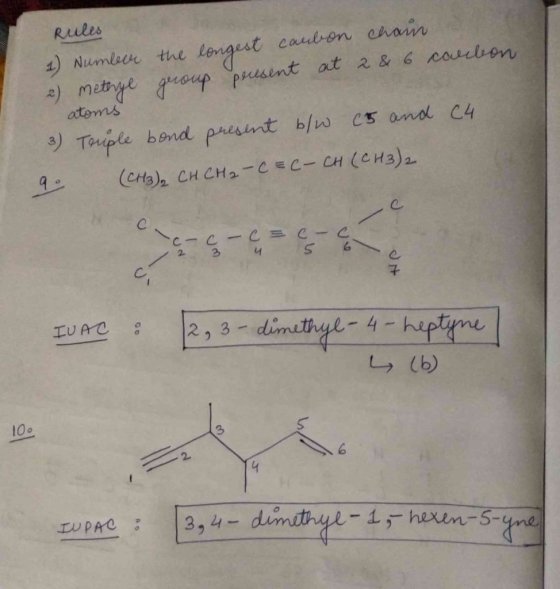 Rules 1) Number 2) methyl the longest carbon chain. group present at 2 & 6 carbon atoms C4 3) Touple bond present b/w c5 and