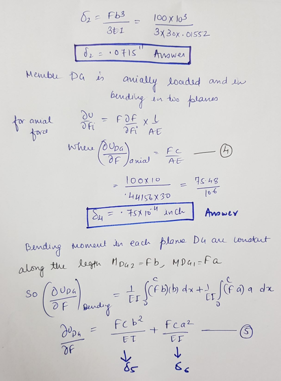 6, a FЬ3 100 x 103 3x30x.01552 3ti d = .071S Answer Membu Da és loaded and in anially bending in two planes L for amal = f of