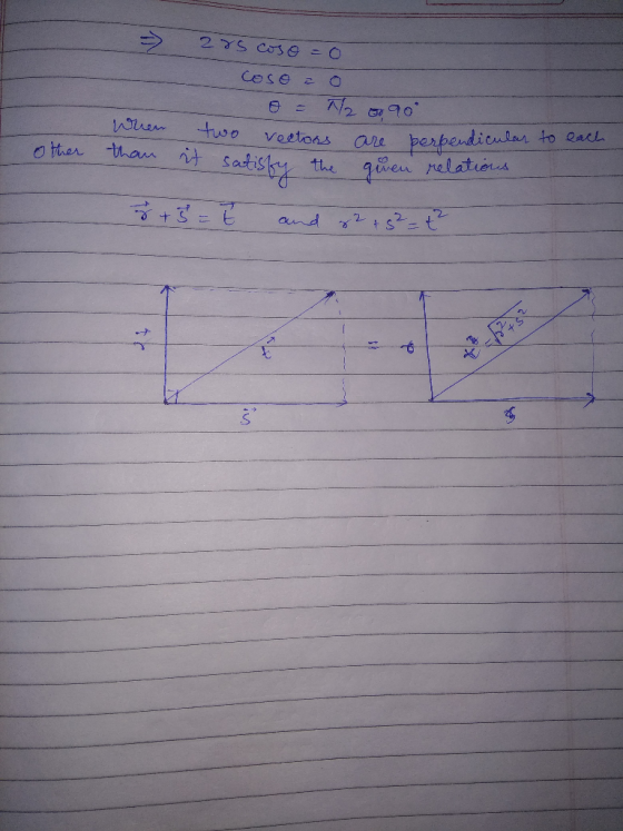 225 coso =0 Coso o 0 = /2 090 two voatros are berbendicular to each it satisfy the given rele When than other satisfy the giv