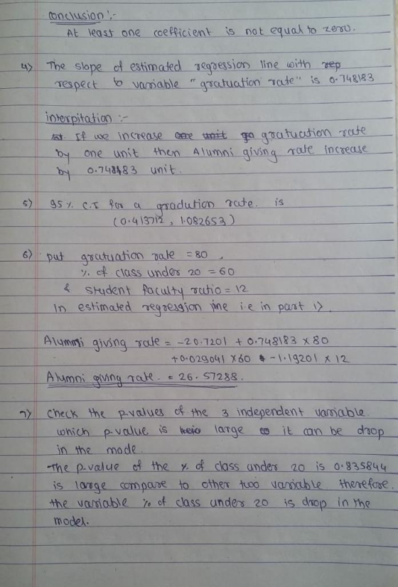 Conclusion At least one coefficient s not equal to zerso eqdession line oith o vamable asatuation Tcute is a148123 4 The slop