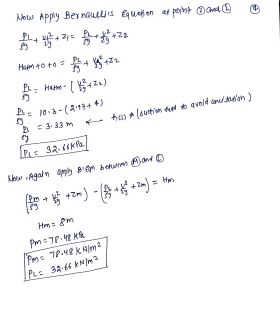 4 PLA PL+ .21= P + Pts 10:3-(2097+ 4) v4² 89 29 Pu Hatm 89 89 Now Apply Bernaulliis Equation at point o and ☺ that go + 22 +