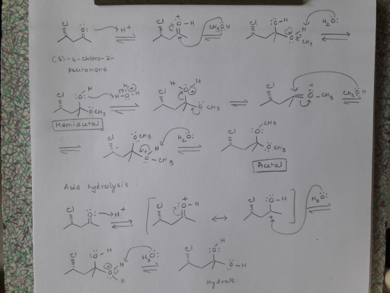 χ . Cs-4-chlorp-2- peutanone 14 Hamiacuta CA O 01 Оснз. Ada Ayd rolyis но : 2. Hy drat
