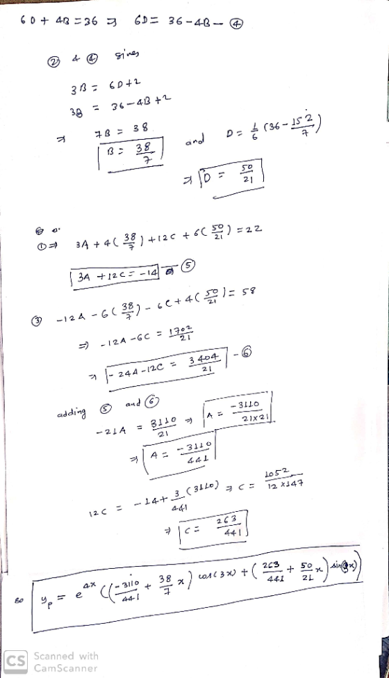 60 + 40 = 36 3 CD= 36-4- -- ② & ③ sives 33 = 60+2 38 = 36-43 +2 7 78= 38 B: 3) and D= 6696-153) 110 = ) = 22 = 34 + 4( 38 ) +