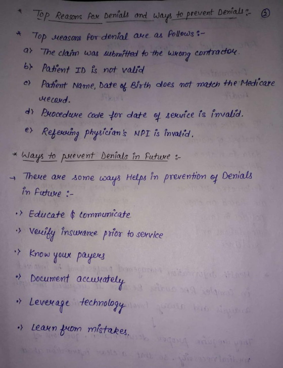 * TOP Reasons fose Denials and ways to prevent Denials. ☺ * Top Measons for denial aue as Pollows S- ay The claim was submitt