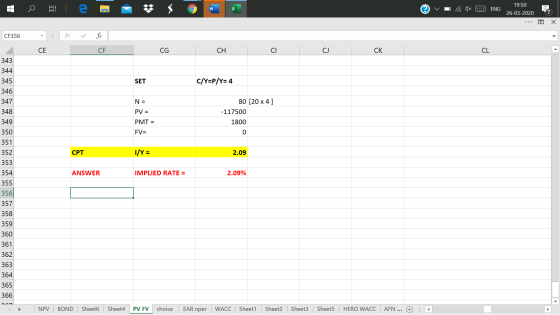 Ⓡv Tax 3 ENG € 19:50 26-03-2020 ... o X CF356 2 CE CF C G CH CI C CK SET C/Y=P/Y= 4 343 344 345 346 347 348 349 N = PV = 80