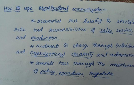 How to use onganizational communicanóns- * accomplish task Relating to specific role and responsibilities of sales services,